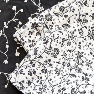 IKEA ALVINE BAR BLACK & WHITE FLORAL REVERSIBLE FULL/QUEEN DUVET COVER + 2 SHAMS